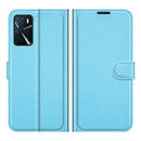 For OPPO A16 Litchi Texture Horizontal Flip Protective Case with Holder & Card Slots & Wallet(Blue)