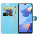 For OPPO A16 Litchi Texture Horizontal Flip Protective Case with Holder & Card Slots & Wallet(Blue)