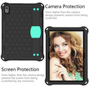 For Lenovo Tab M10 TB-X505X/F Honeycomb Design EVA + PC Material Four Corner Anti Falling Flat Protective Shell with Strap(Black+Aqua)