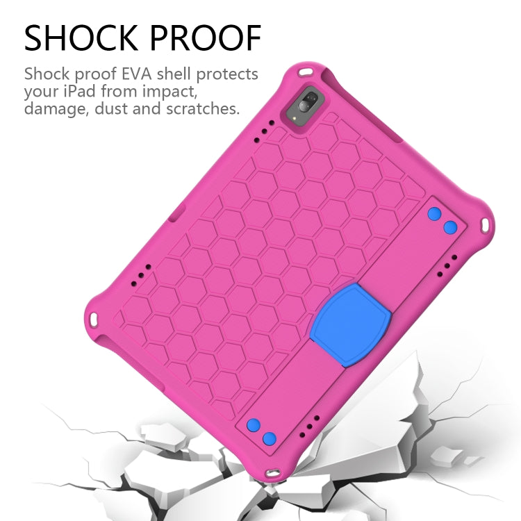 For Lenovo Tab M10 TB-X505X/F Honeycomb Design EVA + PC Material Four Corner Anti Falling Flat Protective Shell with Strap(RoseRed+Blue)