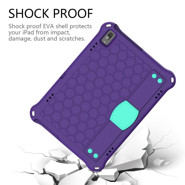 For Lenovo Tab M10 TB-X505X/F Honeycomb Design EVA + PC Material Four Corner Anti Falling Flat Protective Shell with Strap(Purple+Aqua)