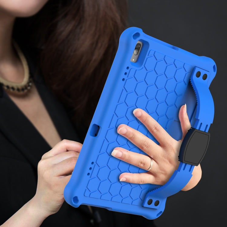 For Lenovo Tab M10 TB-X505X/F Honeycomb Design EVA + PC Material Four Corner Anti Falling Flat Protective Shell with Strap(Blue+Black)