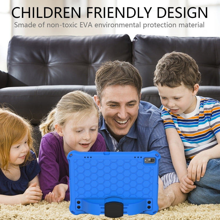 For Lenovo Tab M10 TB-X505X/F Honeycomb Design EVA + PC Material Four Corner Anti Falling Flat Protective Shell with Strap(Blue+Black)