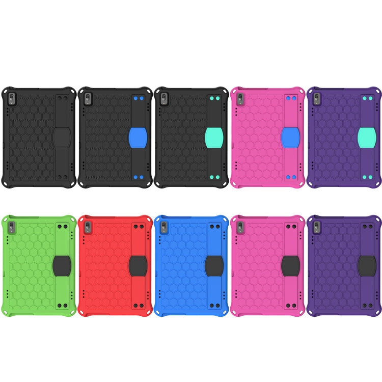 For Lenovo Tab M10 TB-X505X/F Honeycomb Design EVA + PC Material Four Corner Anti Falling Flat Protective Shell with Strap(Black+Aqua)