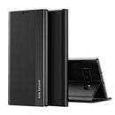 For Samsung Galaxy S10 Side Electroplated Magnetic Ultra-Thin Horizontal Flip Leather Case with Holder(Black)