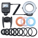 HD-130 Macro LED Ring Flash Light with 8 Different Sizes Adapter Ring (40.5 / 52 / 55 / 58 / 62 / 67 / 72 / 77mm) & 3 x Color Diffuser