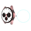For Samsung Galaxy Watch4 Classic 46mm ENKAY Hat-Prince Full Coverage Electroplate Soft Case TPU HD Clear Cover + Tempered Glass Protector(Pink)