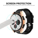 For Samsung Galaxy Watch4 Classic 46mm ENKAY Hat-Prince Full Coverage Electroplate Soft Case TPU HD Clear Cover + Tempered Glass Protector(Pink)