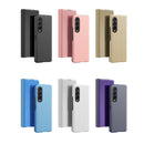 For Samsung Galaxy Z Fold3 Plated Mirror Horizontal Flip Leather Case with Holder(Rose Gold)