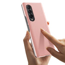 For Samsung Galaxy Z Fold3 Plated Mirror Horizontal Flip Leather Case with Holder(Silver)
