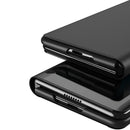 For Samsung Galaxy Z Fold3 Plated Mirror Horizontal Flip Leather Case with Holder(Black)