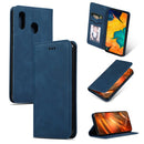 Retro Skin Feel Business Magnetic Horizontal Flip Leather Case for Samsung Galaxy A20 & A30(Navy Blue)