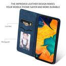 Retro Skin Feel Business Magnetic Horizontal Flip Leather Case for Samsung Galaxy A20 & A30(Navy Blue)