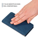 Retro Skin Feel Business Magnetic Horizontal Flip Leather Case for Samsung Galaxy A20 & A30(Navy Blue)