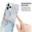 Four Corners Shocproof Flow Gold Marble IMD Back Cover Case For iPhone 13(Blue)
