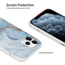Four Corners Shocproof Flow Gold Marble IMD Back Cover Case For iPhone 13(Blue)