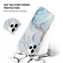 Four Corners Shocproof Flow Gold Marble IMD Back Cover Case For iPhone 13(Blue)