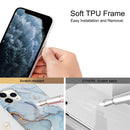 Four Corners Shocproof Flow Gold Marble IMD Back Cover Case For iPhone 13(Blue)