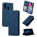 Retro Skin Feel Business Magnetic Horizontal Flip Leather Case for Samsung Galaxy A40(Navy Blue)
