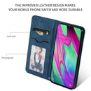 Retro Skin Feel Business Magnetic Horizontal Flip Leather Case for Samsung Galaxy A40(Navy Blue)