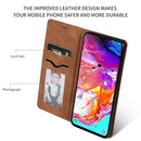 Retro Skin Feel Business Magnetic Horizontal Flip Leather Case for Samsung Galaxy A70(Brown)