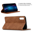 Retro Skin Feel Business Magnetic Horizontal Flip Leather Case for Samsung Galaxy A70(Brown)