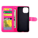 For Xiaomi Mi 11 Lite (4G/5G) Crazy Horse Texture Leather Horizontal Flip Protective Case with Holder & Card Slots & Wallet & Photo Frame(Magenta)