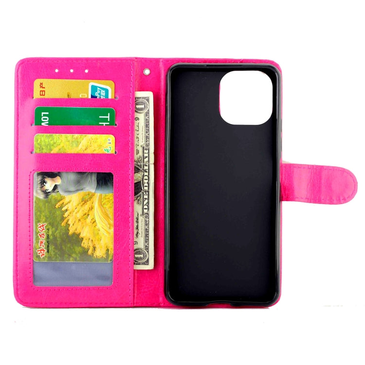 For Xiaomi Mi 11 Lite (4G/5G) Crazy Horse Texture Leather Horizontal Flip Protective Case with Holder & Card Slots & Wallet & Photo Frame(Magenta)