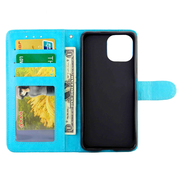 For Xiaomi Mi 11 Lite (4G/5G) Crazy Horse Texture Leather Horizontal Flip Protective Case with Holder & Card Slots & Wallet & Photo Frame(baby Blue)