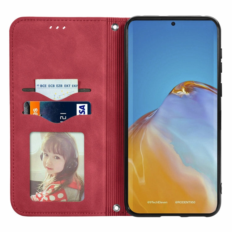 For Honor 50 Pro Retro Skin Feel Business Magnetic Horizontal Flip Leather Case with Holder & Card Slots & Wallet & Photo Frame(Red)