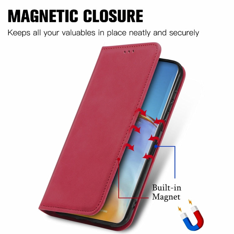 For Honor 50 Pro Retro Skin Feel Business Magnetic Horizontal Flip Leather Case with Holder & Card Slots & Wallet & Photo Frame(Red)
