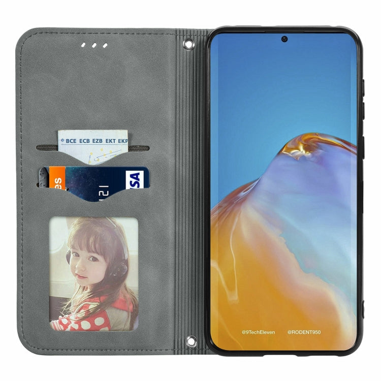 For Honor 50 Pro Retro Skin Feel Business Magnetic Horizontal Flip Leather Case with Holder & Card Slots & Wallet & Photo Frame(Gray)