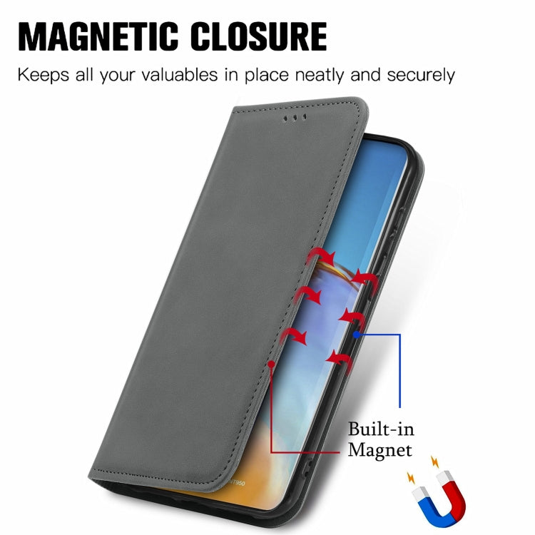 For Honor 50 Pro Retro Skin Feel Business Magnetic Horizontal Flip Leather Case with Holder & Card Slots & Wallet & Photo Frame(Gray)