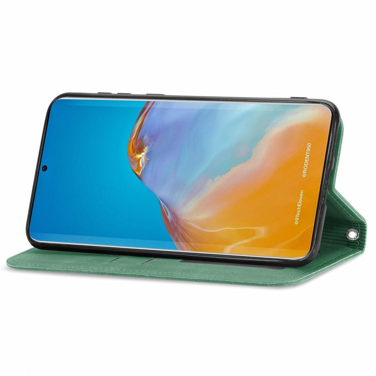 For Honor 50 Pro Retro Skin Feel Business Magnetic Horizontal Flip Leather Case with Holder & Card Slots & Wallet & Photo Frame(Green)