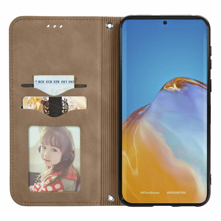 For Honor 50 Pro Retro Skin Feel Business Magnetic Horizontal Flip Leather Case with Holder & Card Slots & Wallet & Photo Frame(Brwon)