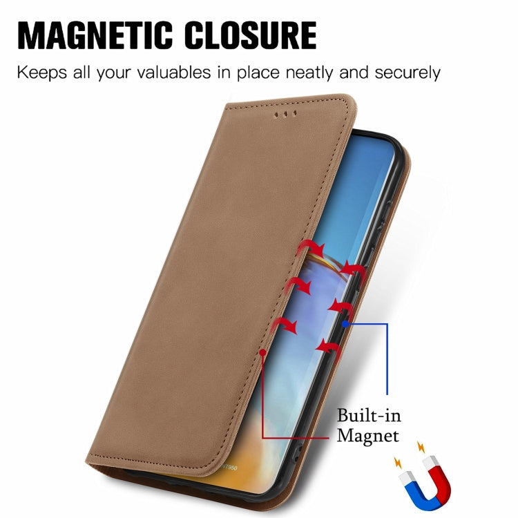 For Honor 50 Pro Retro Skin Feel Business Magnetic Horizontal Flip Leather Case with Holder & Card Slots & Wallet & Photo Frame(Brwon)