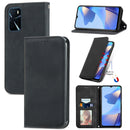 For OPPO A16 / A16e Retro Skin Feel Magnetic Horizontal Flip Leather Phone Case(Black)