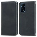 For OPPO A16 / A16e Retro Skin Feel Magnetic Horizontal Flip Leather Phone Case(Black)