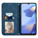 For OPPO A16 / A16e Retro Skin Feel Magnetic Horizontal Flip Leather Phone Case(Blue)