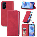 For OPPO A16 / A16e Retro Skin Feel Magnetic Horizontal Flip Leather Phone Case(Red)