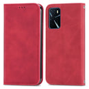 For OPPO A16 / A16e Retro Skin Feel Magnetic Horizontal Flip Leather Phone Case(Red)