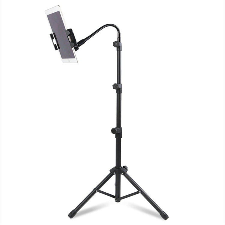 For Metal iPad Tripod Stand Adjustable Gooseneck Tablet Floor Stand Holder, Heavy Duty Aluminum iPad Floor Stand for iPad Pro 12.9 11, Mini, Air, iPhone and 4.7 to 12.9 inches Tablets Cell Phones