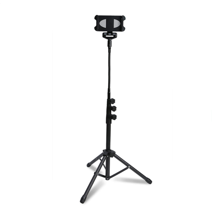 For Metal iPad Tripod Stand Adjustable Gooseneck Tablet Floor Stand Holder, Heavy Duty Aluminum iPad Floor Stand for iPad Pro 12.9 11, Mini, Air, iPhone and 4.7 to 12.9 inches Tablets Cell Phones