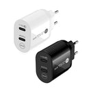 40W Dual Port PD / Type-C Fast Charger for iPhone / iPad Series, EU Plug(Black)