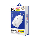 40W Dual Port PD / Type-C Fast Charger for iPhone / iPad Series, EU Plug(Black)