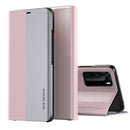 For Huawei P40 Pro Side Electroplated Dormant Ultra-Thin Horizontal Flip Leather Case with Holder(Pink)