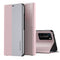 For Huawei P40 Pro Side Electroplated Dormant Ultra-Thin Horizontal Flip Leather Case with Holder(Pink)