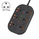 T21 PD3.0 + QC3.0 Multi Hole Row Plug 3000W High Power Socket, UK Plug(Black)