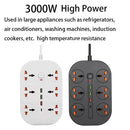 T21 PD3.0 + QC3.0 Multi Hole Row Plug 3000W High Power Socket, UK Plug(Black)