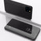 For Samsung Galaxy A22 5G Plated Mirror Horizontal Flip Leather Case with Holder(Black)